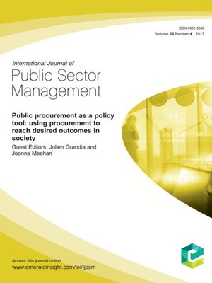 cover image of International Journal of Public Sector Management, Volume 30, Number 4